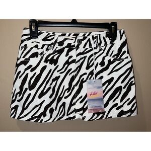 Vtg 90s Sz S Zebra Print Mini Skirt Women's Black & White Animal Pattern Y2k NEW